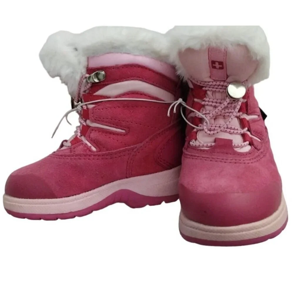 Swiss Tech Kids Winter Boots Size 6 Pink Fur Lined Waterproof